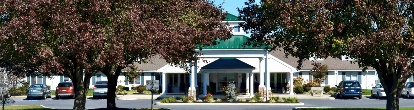 The front entrance of our independent and assisted living community in Dover